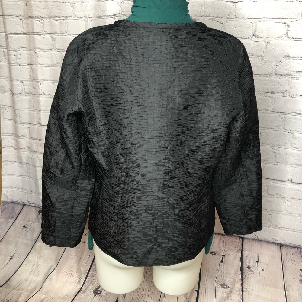 Eileen Fischer black textured silk blazer jacket - Picture 10 of 10
